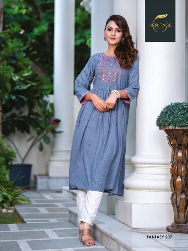 Heritage Fantasy 2 Rayon Designer Embroidery Kurti Collection